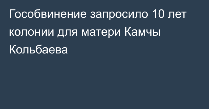 Гособвинение запросило 10 лет колонии для матери Камчы Кольбаева