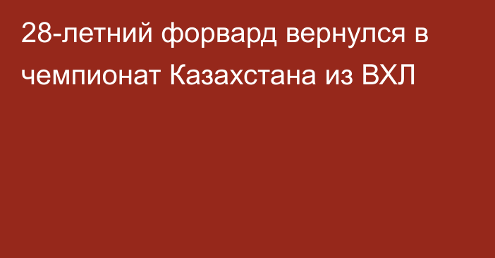 28-летний форвард вернулся в чемпионат Казахстана из ВХЛ