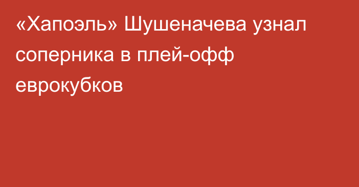 «Хапоэль» Шушеначева узнал соперника в плей-офф еврокубков