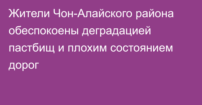 Жители Чон-Алайского района обеспокоены деградацией пастбищ и плохим состоянием дорог