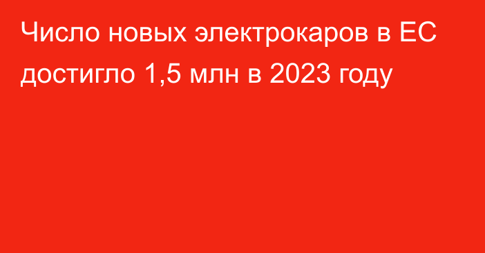 Число новых электрокаров в ЕС достигло 1,5 млн в 2023 году