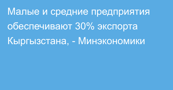 Малые и средние предприятия обеспечивают 30% экспорта Кыргызстана, - Минэкономики