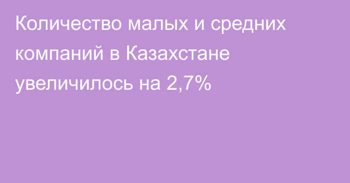 Количество малых и средних компаний в Казахстане увеличилось на 2,7%