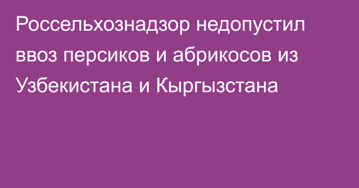 Россельхознадзор недопустил ввоз персиков и абрикосов из Узбекистана и Кыргызстана