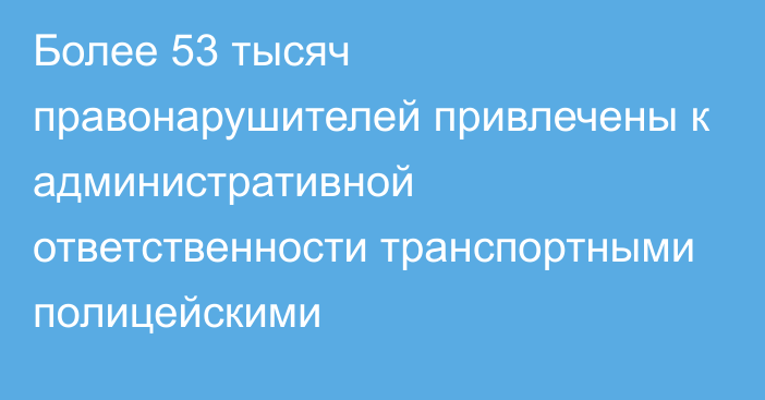 Более 53 тысяч правонарушителей привлечены к административной ответственности транспортными полицейскими