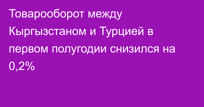 Товарооборот между Кыргызстаном и Турцией в первом полугодии снизился на 0,2%