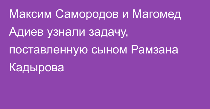 Максим Самородов и Магомед Адиев узнали задачу, поставленную сыном Рамзана Кадырова