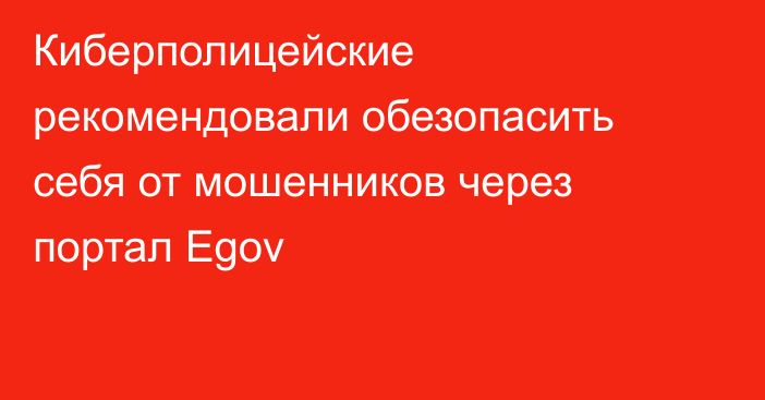 Киберполицейские рекомендовали обезопасить себя от мошенников через портал Egov