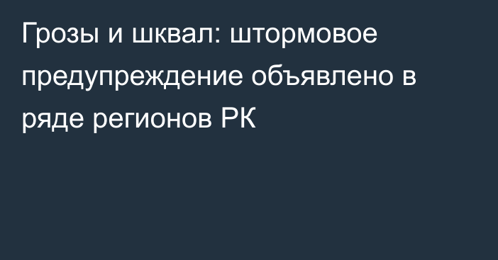 Грозы и шквал: штормовое предупреждение объявлено в ряде регионов РК