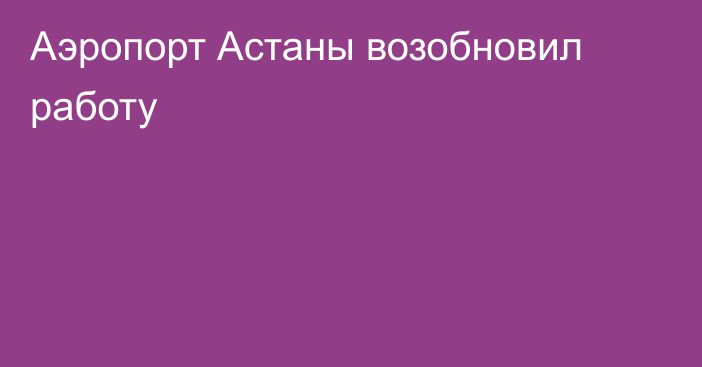 Аэропорт Астаны возобновил работу