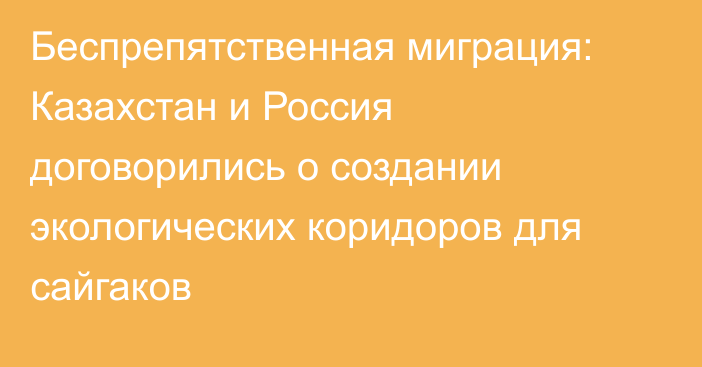 Беспрепятственная миграция: Казахстан и Россия договорились о создании экологических коридоров для сайгаков