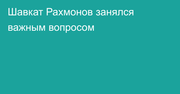 Шавкат Рахмонов занялся важным вопросом