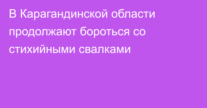 В Карагандинской области продолжают бороться со стихийными свалками