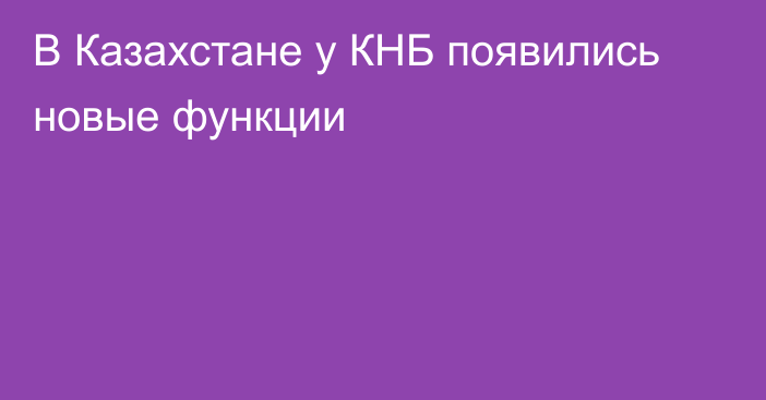 В Казахстане у КНБ появились новые функции