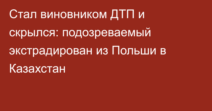 Стал виновником ДТП и скрылся: подозреваемый экстрадирован из Польши в Казахстан