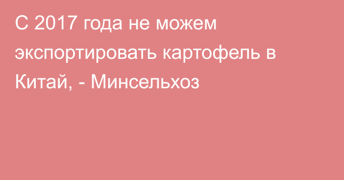 С 2017 года не можем экспортировать картофель в Китай, - Минсельхоз