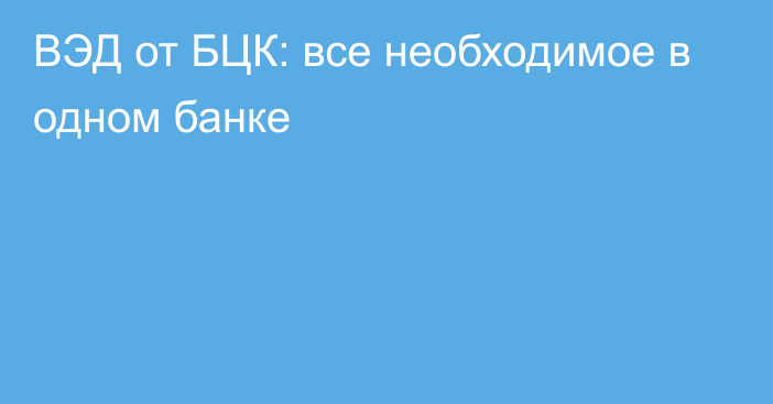 ВЭД от БЦК: все необходимое в одном банке