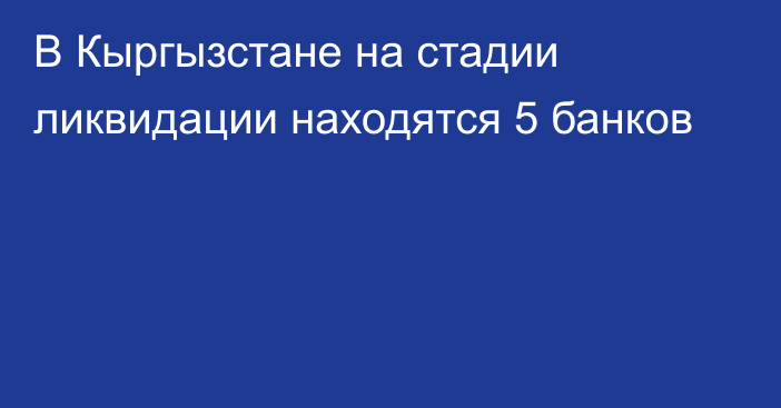 В Кыргызстане на стадии ликвидации находятся 5 банков