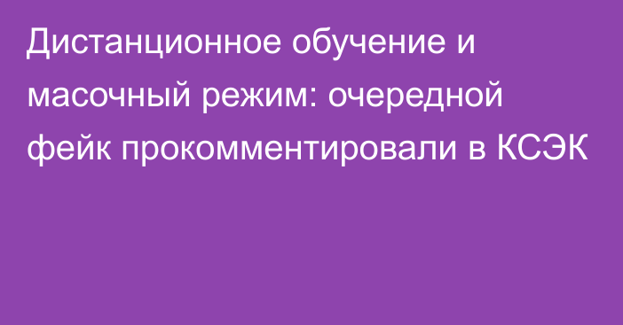 Дистанционное обучение и масочный режим: очередной фейк прокомментировали в КСЭК