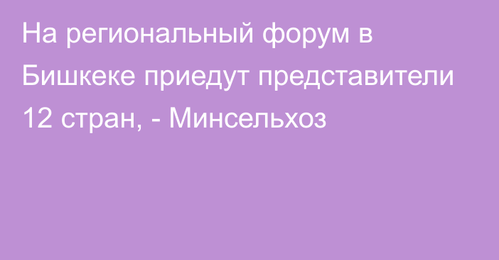 На региональный форум в Бишкеке приедут представители 12 стран, - Минсельхоз