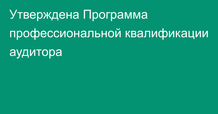 Утверждена Программа профессиональной квалификации аудитора