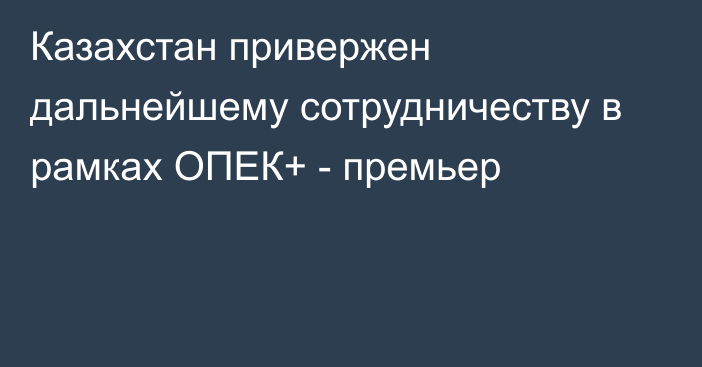 Казахстан привержен дальнейшему сотрудничеству в рамках ОПЕК+ - премьер