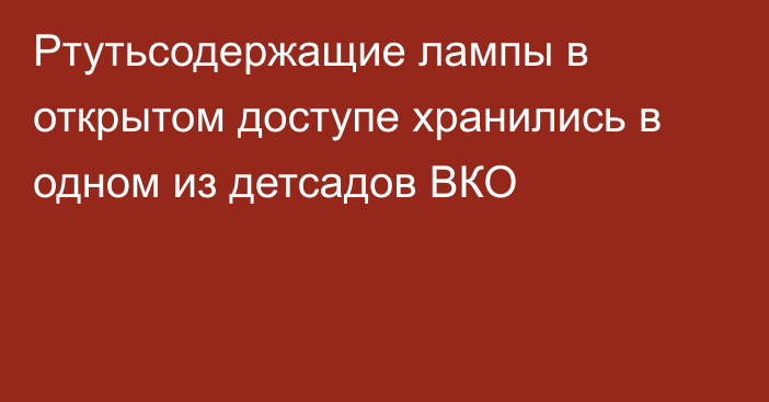 Ртутьсодержащие лампы в открытом доступе хранились в одном из детсадов ВКО