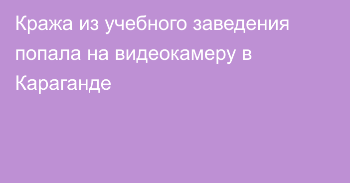 Кража из учебного заведения попала на видеокамеру в Караганде