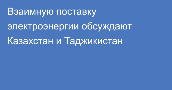 Взаимную поставку электроэнергии обсуждают Казахстан и Таджикистан