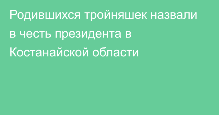 Родившихся тройняшек назвали в честь президента в Костанайской области