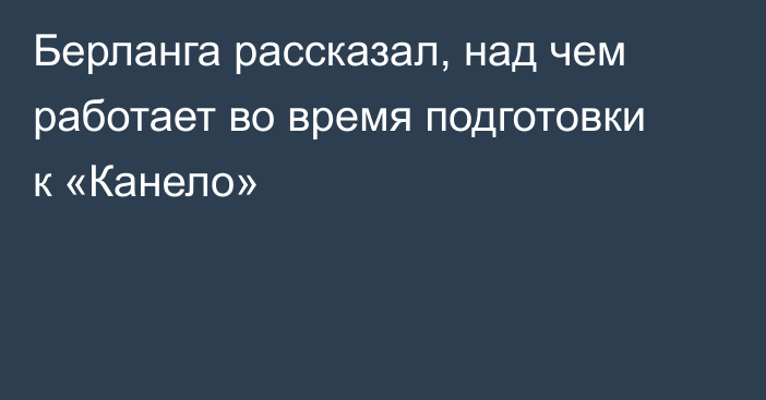 Берланга рассказал, над чем работает во время подготовки к «Канело»