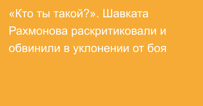 «Кто ты такой?». Шавката Рахмонова раскритиковали и обвинили в уклонении от боя