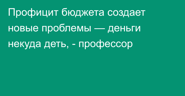 Профицит бюджета создает новые проблемы  — деньги некуда деть, - профессор