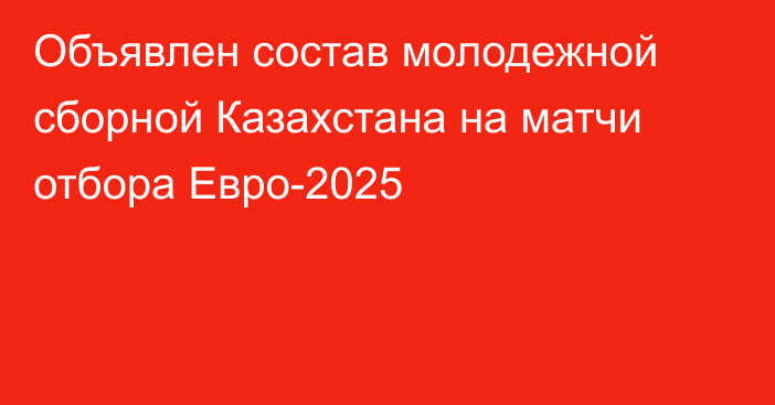 Объявлен состав молодежной сборной Казахстана на матчи отбора Евро-2025