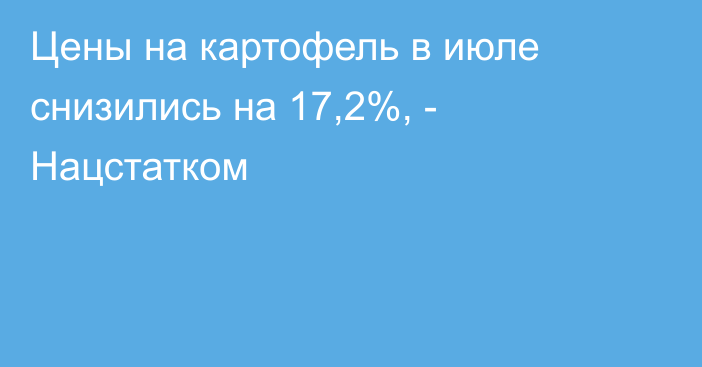 Цены на картофель в июле снизились на 17,2%, - Нацстатком