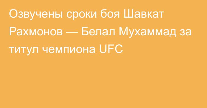 Озвучены сроки боя Шавкат Рахмонов — Белал Мухаммад за титул чемпиона UFC