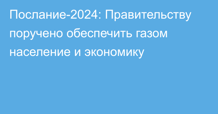 Послание-2024: Правительству поручено обеспечить газом население и экономику