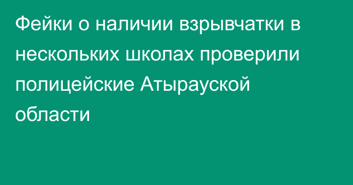 Фейки о наличии взрывчатки в нескольких школах проверили полицейские Атырауской области