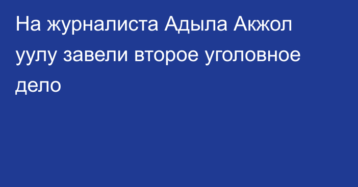 На журналиста Адыла Акжол уулу завели второе уголовное дело