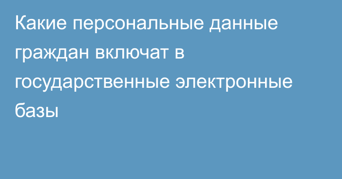 Какие персональные данные граждан включат в государственные электронные базы