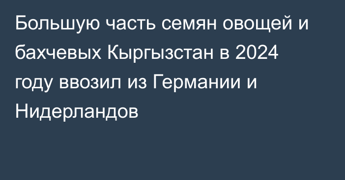 Большую часть семян овощей и бахчевых Кыргызстан в 2024 году ввозил из Германии и Нидерландов