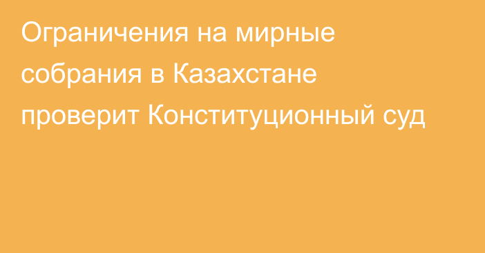 Ограничения на мирные собрания в Казахстане проверит Конституционный суд