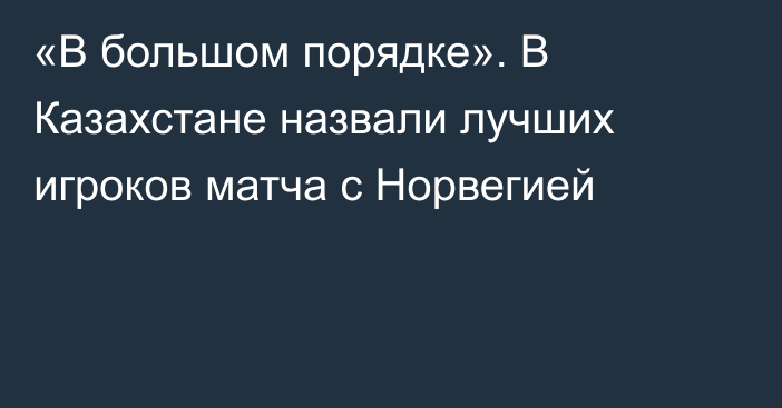 «В большом порядке». В Казахстане назвали лучших игроков матча с Норвегией