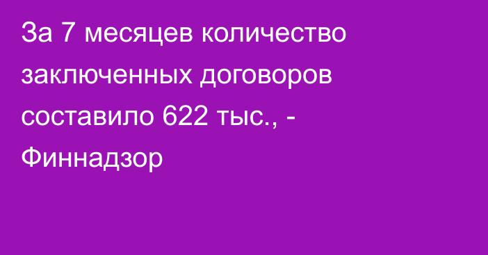 За 7 месяцев количество заключенных договоров составило 622 тыс., - Финнадзор