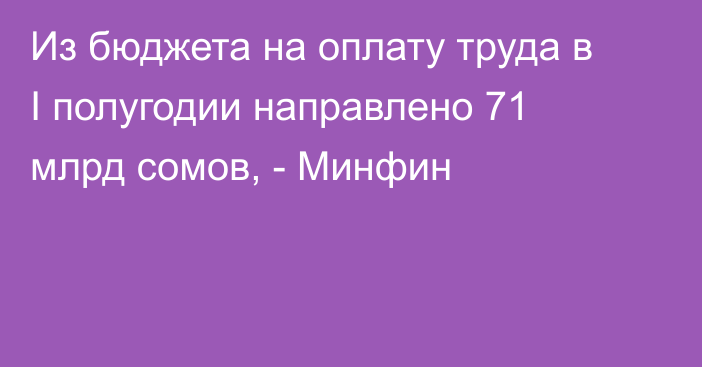 Из бюджета на оплату труда в I полугодии направлено 71 млрд сомов, - Минфин