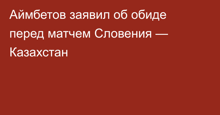 Аймбетов заявил об обиде перед матчем Словения — Казахстан