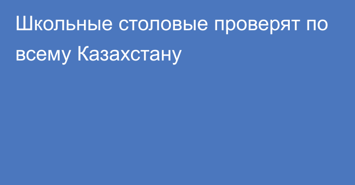 Школьные столовые проверят по всему Казахстану