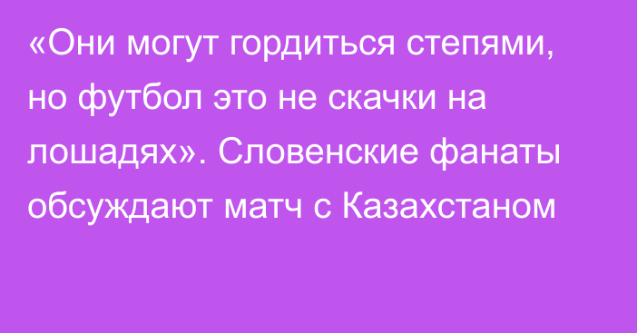 «Они могут гордиться степями, но футбол это не скачки на лошадях». Словенские фанаты обсуждают матч с Казахстаном