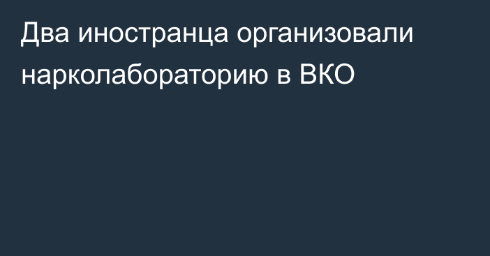 Два иностранца организовали нарколабораторию в ВКО