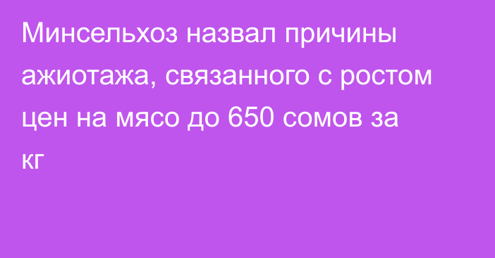 Минсельхоз назвал причины ажиотажа, связанного с ростом цен на мясо до 650 сомов за кг